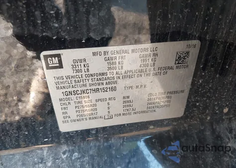 2017 Chevrolet Suburban Premier from USA, damaged, VIN 1GNSCJKC7HR152160